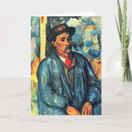 Man in een Blauwe Smock - Paul Cezanne - c1896 Kaart (Voorkant)