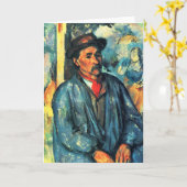 Man in een Blauwe Smock - Paul Cezanne - c1896 Kaart (Gele Bloem)