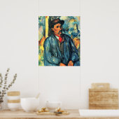 Man in een Blauwe Smock - Paul Cezanne - c1896 Poster (Keuken)
