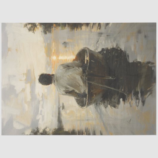 Man in een boot bij Sunset Painting Decoupage Tissuepapier (Voorkant)