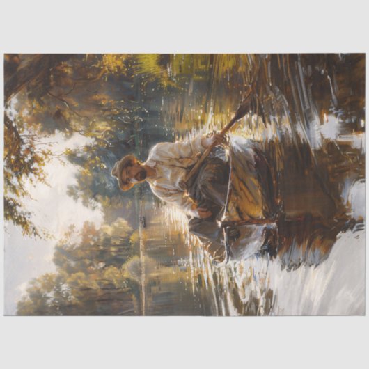Man in een boot impressionistische schilderij Deco Tissuepapier (Voorkant)