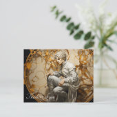 Man in een gouden houtschilderij briefkaart (Staand voorkant)