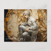 Man in een gouden houtschilderij briefkaart (Voorkant)