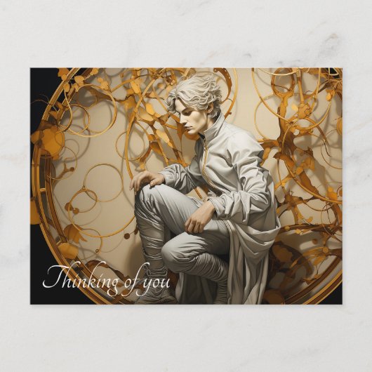 Man in een gouden houtschilderij briefkaart (Voorkant)