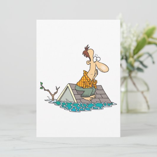 Man in een overstroming kaart (Staand voorkant)