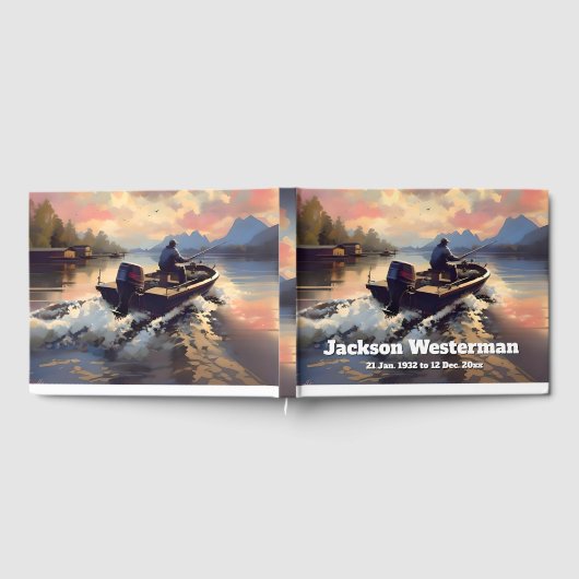 Man in een Vissende boot op Lake Memorial Gastenboek (Volledig)