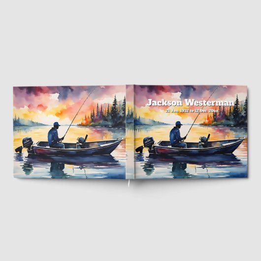 Man in een Vissende boot op Lake Memorial Gastenboek (Volledig)