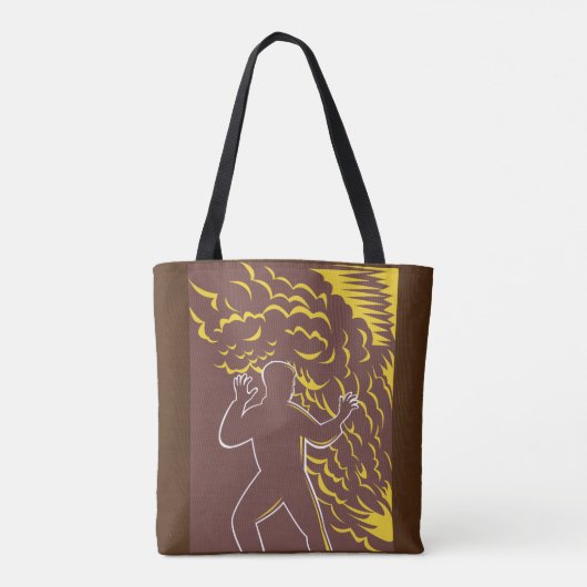 Man in een vuur tote bag (Achterkant)