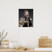 man in een zwarte karate gi die vechtsport beoefen poster (Keuken)