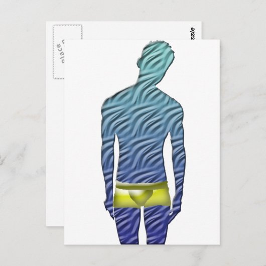 Man in gele onderkleding briefkaart (Voorkant / Achterkant)