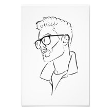 Man in glazen tekening Poster Print