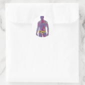 Man in goudondergoed ronde sticker (Tas)