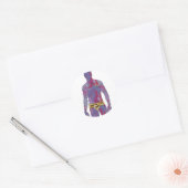 Man in goudondergoed ronde sticker (Envelop)