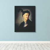 Man in harnas - Rembrandt - c1632 Canvas Afdruk (Insitu (Houten vloer))