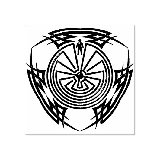 MAN IN HET DOOLHOF - tribaal tattoo lijst II Rubberstempel (Afrduk)