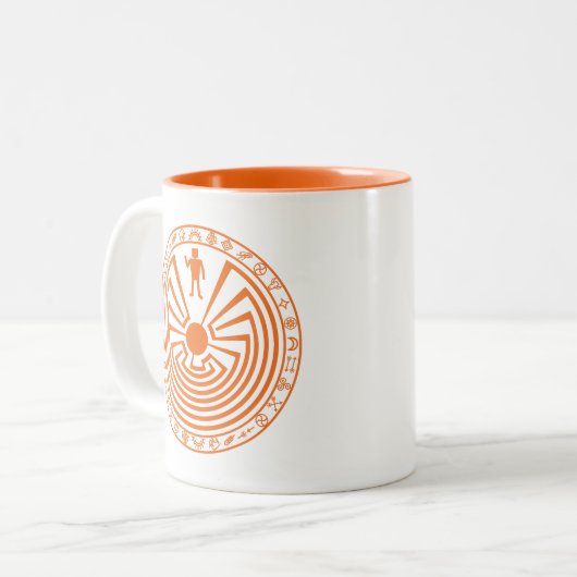 Man in het doolhof tweekleurige koffiemok (Voorkant links)