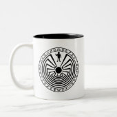 Man in het doolhof tweekleurige koffiemok (Links)