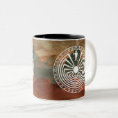 Man in het doolhof tweekleurige koffiemok (Voorkant rechts)