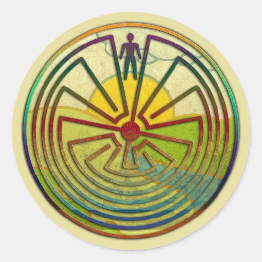 MAN IN HET MASISlandschap + uw achtergrond Ronde Sticker (Voorkant)