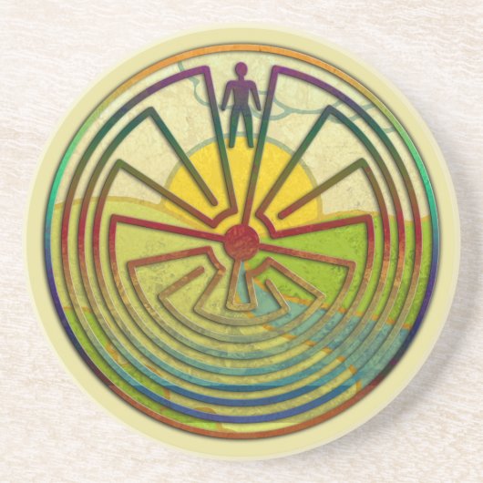 MAN IN HET MASISlandschap + uw achtergrond Zandsteen Onderzetter (Voorkant)