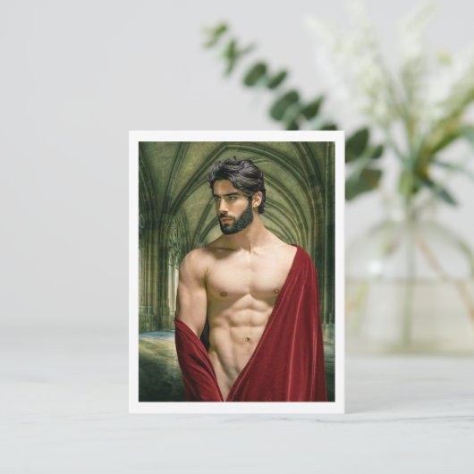 Man in het rode gewaad briefkaart (Staand voorkant)