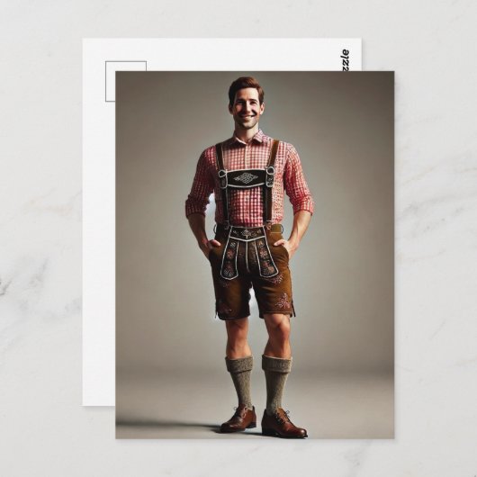 Man in Lederhosen Briefkaart (Voorkant / Achterkant)