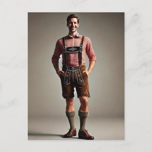 Man in Lederhosen Briefkaart (Voorkant)