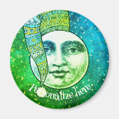  man in maan grillige winter pet blauw blauwgroen magneet (Voorkant)