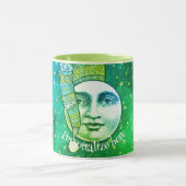 man in maan grillige winter pet blauw groen mok (Midden)