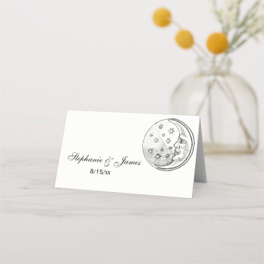 Man in maan sterren escort kaarten place cards plaatskaartje (Voorkant)
