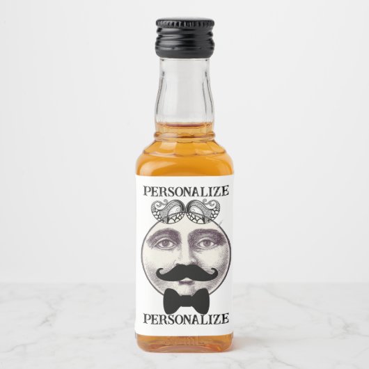 man in Moon Bartender Mustache Bow stropdas Likeurfles Etiket (Voorkant)