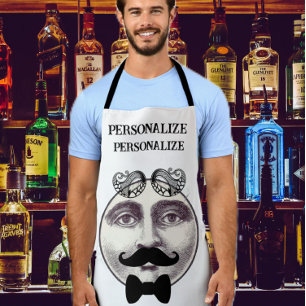  man in Moon Bartender Mustache Bow stropdas Schort