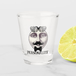 man in Moon Bartender Mustache Bow stropdas Shot Glas