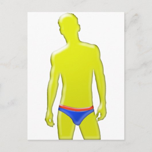 Man in ondergoed briefkaart (Voorkant)