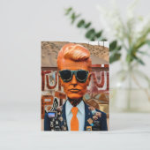 Man in Oranje Stropdas een Verloederende Samenlevi Briefkaart (Staand voorkant)