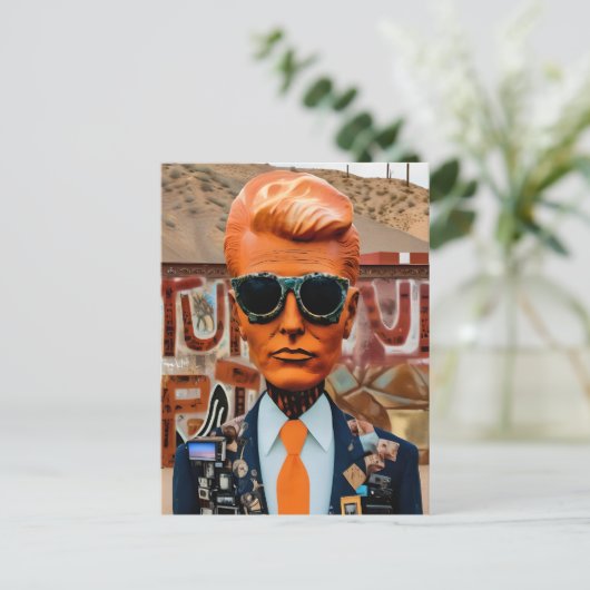 Man in Oranje Stropdas een Verloederende Samenlevi Briefkaart (Staand voorkant)