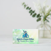 Man in Overalls met schoonmaakspullen Visitekaartje (Staand voorkant)