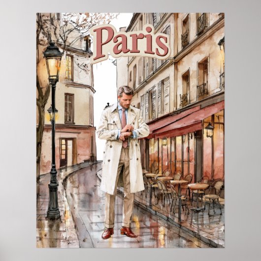 Man in Parijs Poster (Voorkant)
