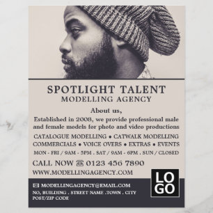 Man in Pet, Modellenbureau, Modelagent Adverteren Flyer