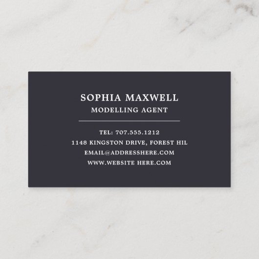 Man in Pet, modellenbureau, modelagent Visitekaartje (Achterkant)