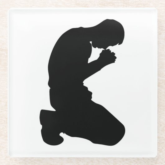 MAN IN PRAYER GLAZEN ONDERZETTER (Voorkant)