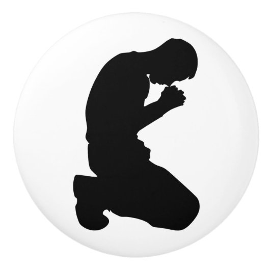 MAN IN PRAYER KERAMISCHE KNOP (Voorkant)