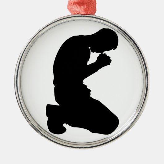 MAN IN PRAYER METALEN ORNAMENT (Voorkant)