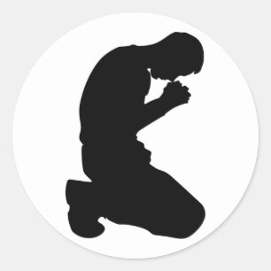 MAN IN PRAYER RONDE STICKER