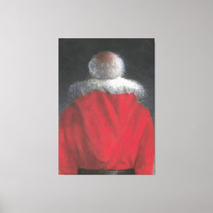 Man in rode munt canvas afdruk