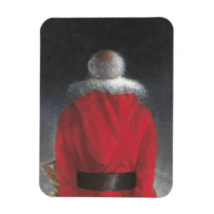 Man in rode munt magneet