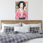 Man in roze kimono canvas afdruk (Insitu (Slaapkamer))