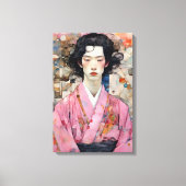 Man in roze kimono canvas afdruk (Voorkant)