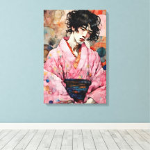 Man in roze kimono