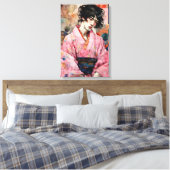 Man in roze kimono canvas afdruk (Insitu (Slaapkamer))